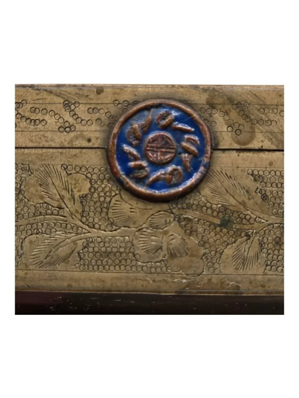 Antique Brass Jewelry Box Cloisonné Floral Bird Design Vintage Trinket Storage